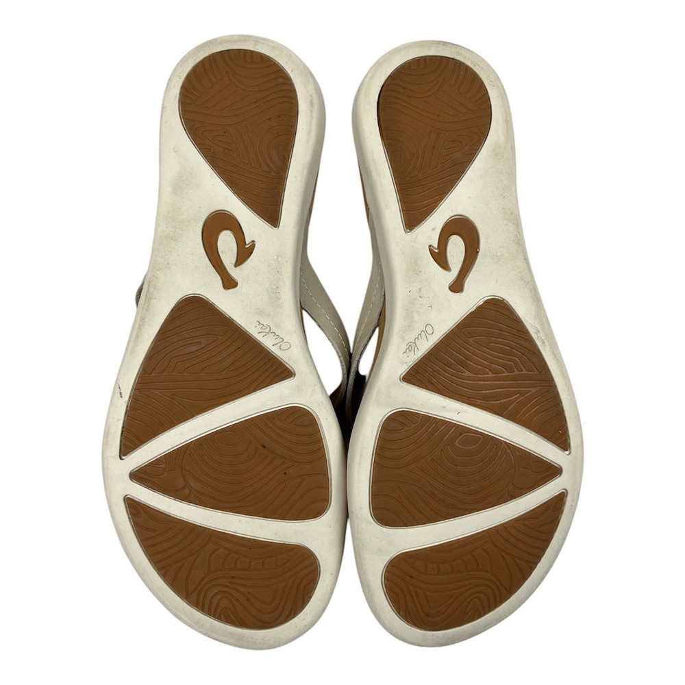 OluKai Excellent Used Sandals Women 9 Tan Honu Sea Turtle Thong Flip Flops - Picture 6 of 7